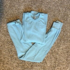 Cozy Light Blue Women's Thermal Pajama Set